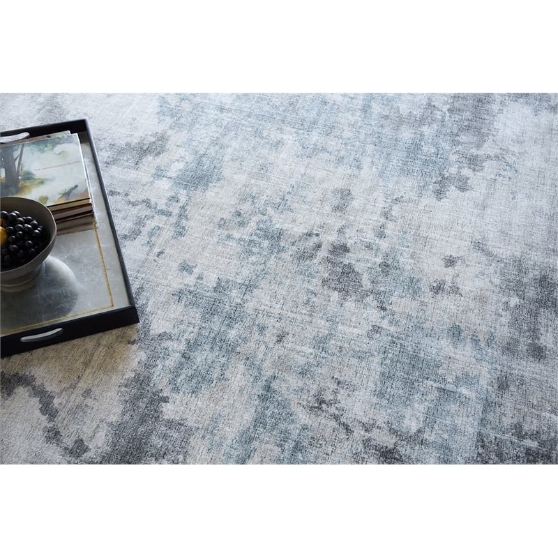 Sky Handloomed Wool/Bamboo Silk Gray/Blue 10'x14' Area Rug