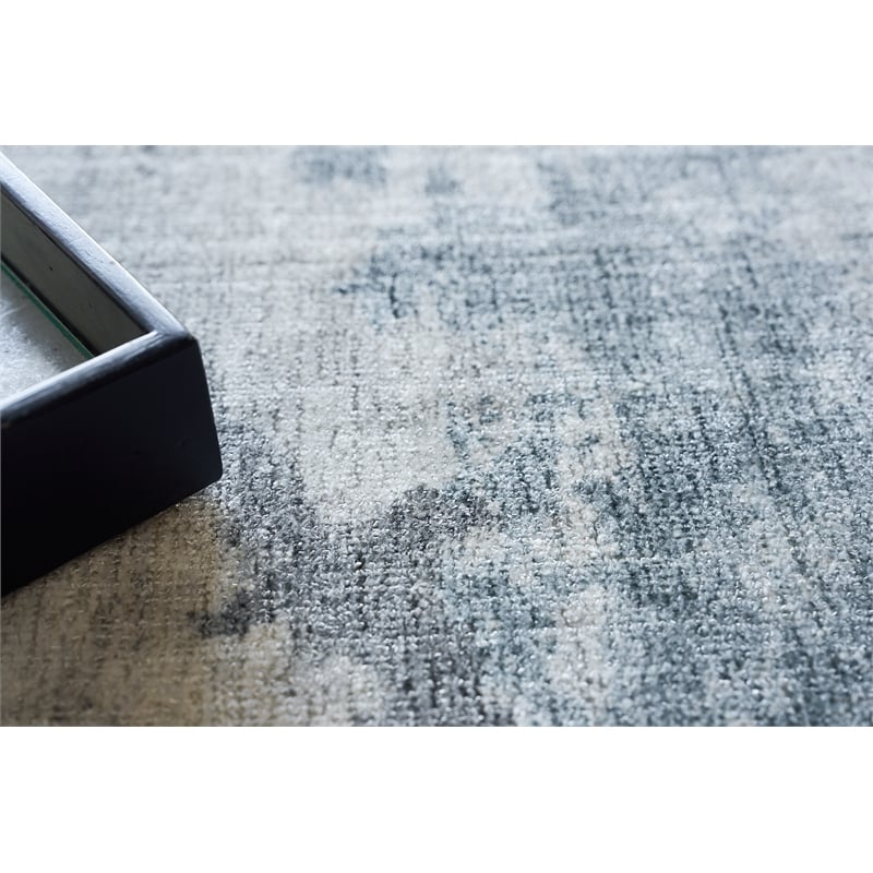 Sky Handloomed Wool/Bamboo Silk Gray/Blue 10'x14' Area Rug