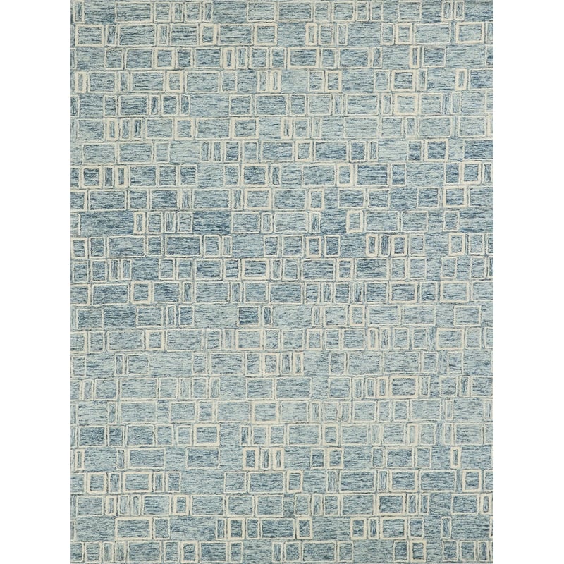 Soho Hand-Tufted New Zealand Wool Blue/Ivory 4'x6' Area Rug