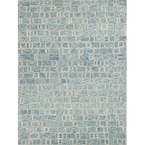 Soho Hand-Tufted New Zealand Wool Blue/Ivory 4'x6' Area Rug
