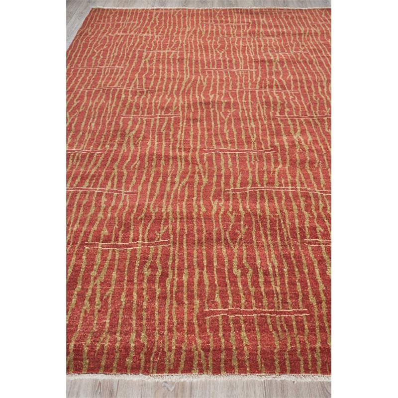 Soho Hand-Knotted New Zealand Wool Red 8'x10' Area Rug