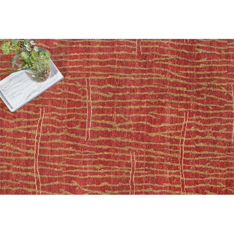 Soho Hand-Knotted New Zealand Wool Red 8'x10' Area Rug