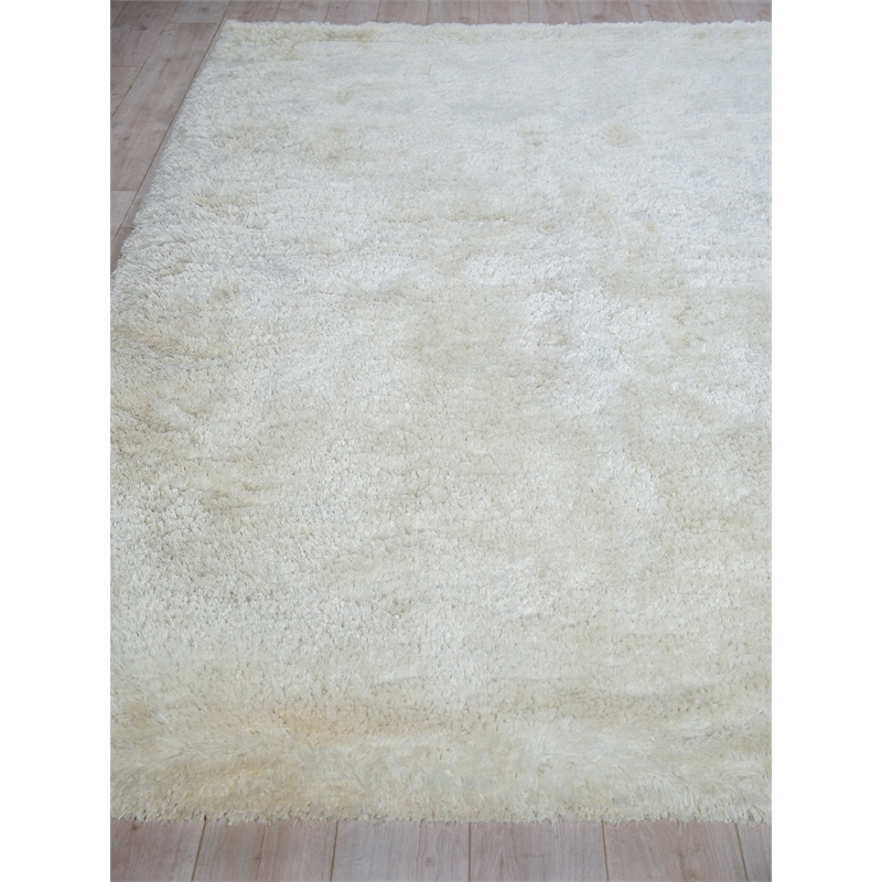 Sumo Shag Handloomed Polyester/Microfiber White 9'x12' Area Rug
