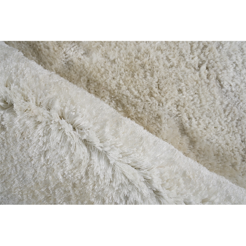 Sumo Shag Handloomed Polyester/Microfiber White 9'x12' Area Rug