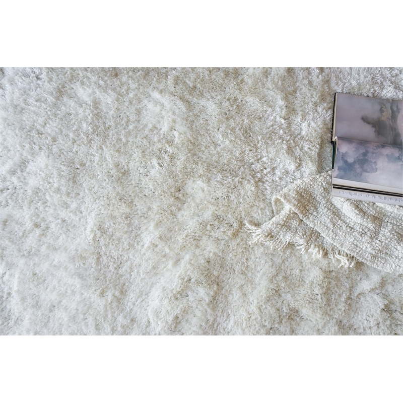 Sumo Shag Handloomed Polyester/Microfiber White 9'x12' Area Rug
