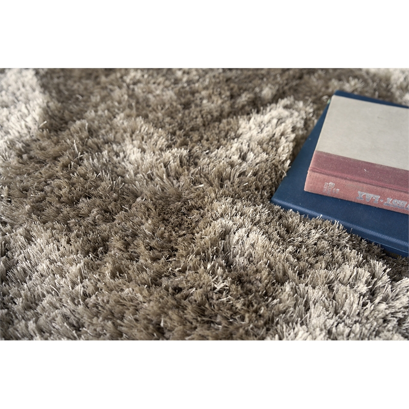 Sumo Shag Handloomed Polyester/Microfiber Taupe 10'x14' Area Rug