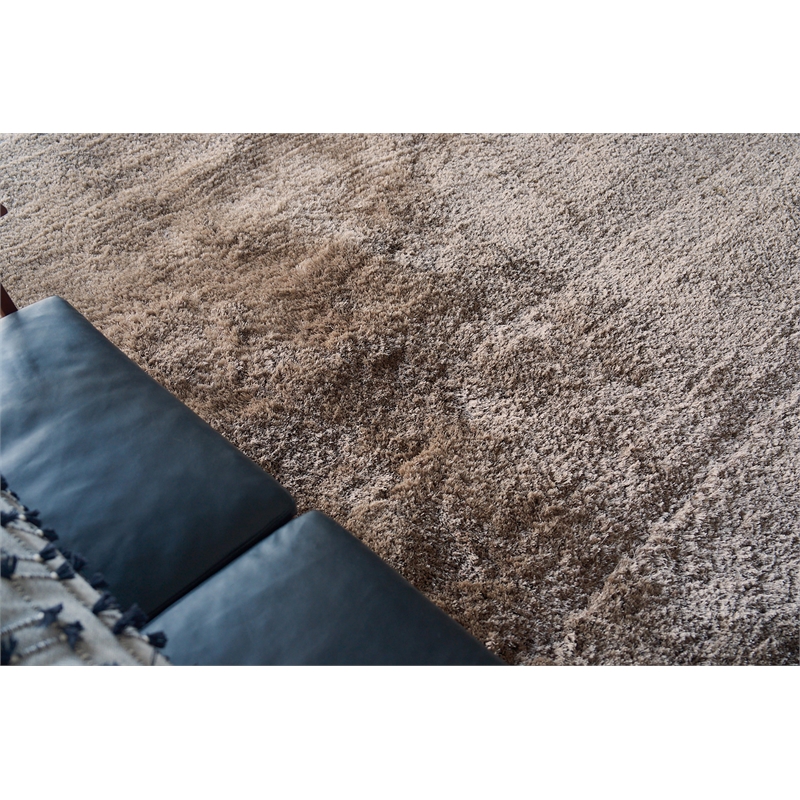 Sumo Shag Handloomed Polyester/Microfiber Taupe 11'6