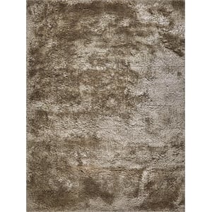 Sumo Shag Handloomed Polyester/Microfiber Taupe 2'x3' Area Rug
