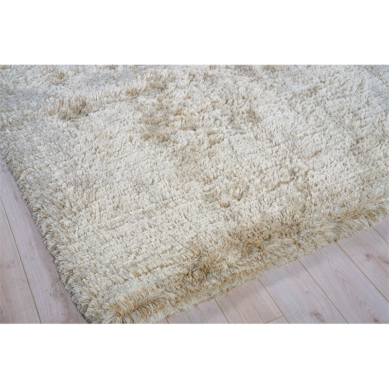 Sumo Shag Handloomed Polyester/Microfiber Beige 5'x8' Area Rug