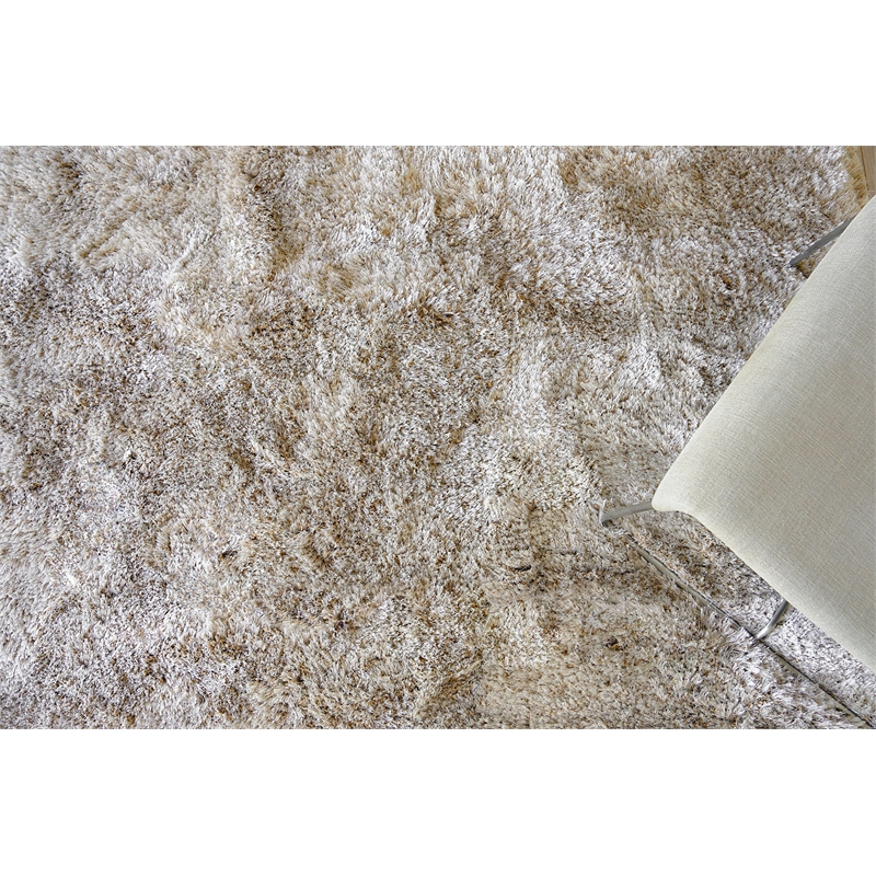 Sumo Shag Handloomed Polyester/Microfiber Beige 5'x8' Area Rug