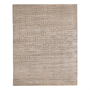 Smooch Geo Handloomed Bamboo Silk Beige 8'x10' Area Rug