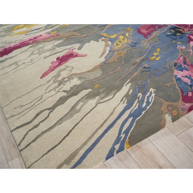 Solara Hand-Tufted New Zealand Wool Pink/Blue/Multi 8'x10' Area Rug