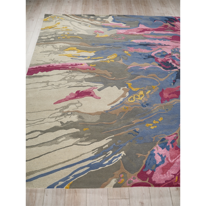 Solara Hand-Tufted New Zealand Wool Pink/Blue/Multi 8'x10' Area Rug