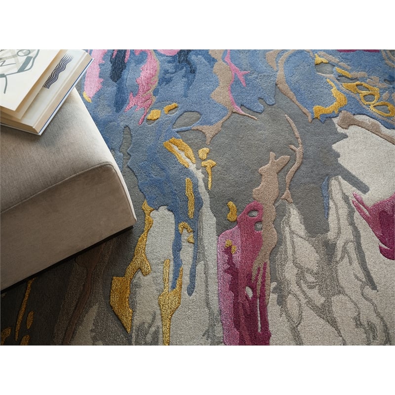 Solara Hand-Tufted New Zealand Wool Pink/Blue/Multi 8'x10' Area Rug