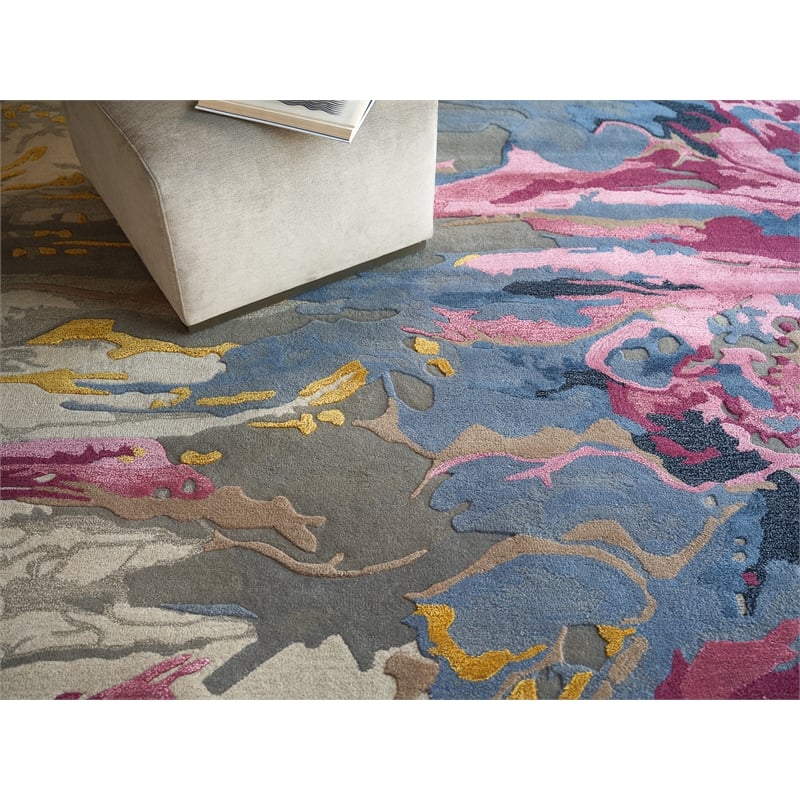 Solara Hand-Tufted New Zealand Wool Pink/Blue/Multi 8'x10' Area Rug