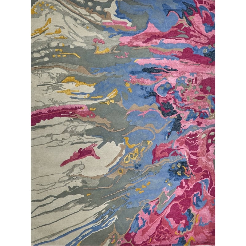 Solara Hand-Tufted New Zealand Wool Pink/Blue/Multi 8'x10' Area Rug