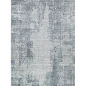 Stone Wash Gazni Handloomed Wool/Bamboo Silk Blue 10'x14' Area Rug