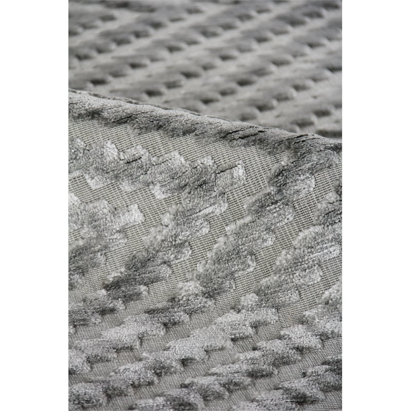 Smooch Geo Handloomed Bamboo Silk Aqua 10'x14' Area Rug
