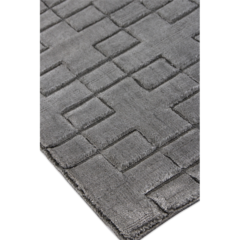 Smooch Geo Handloomed Bamboo Silk Dark Gray 6'x9' Area Rug