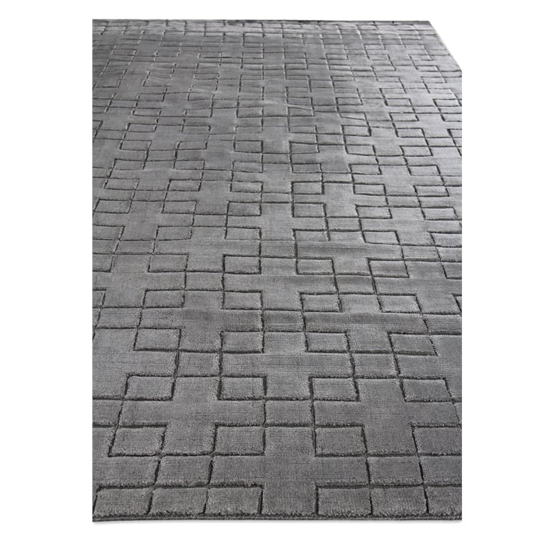 Smooch Geo Handloomed Bamboo Silk Dark Gray 6'x9' Area Rug
