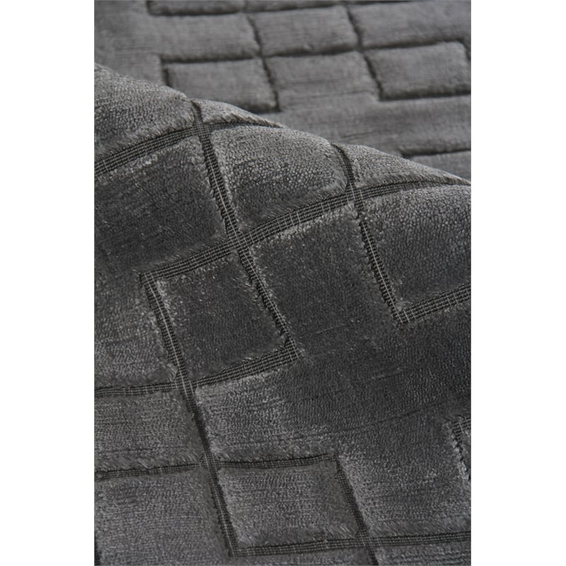 Smooch Geo Handloomed Bamboo Silk Dark Gray 6'x9' Area Rug