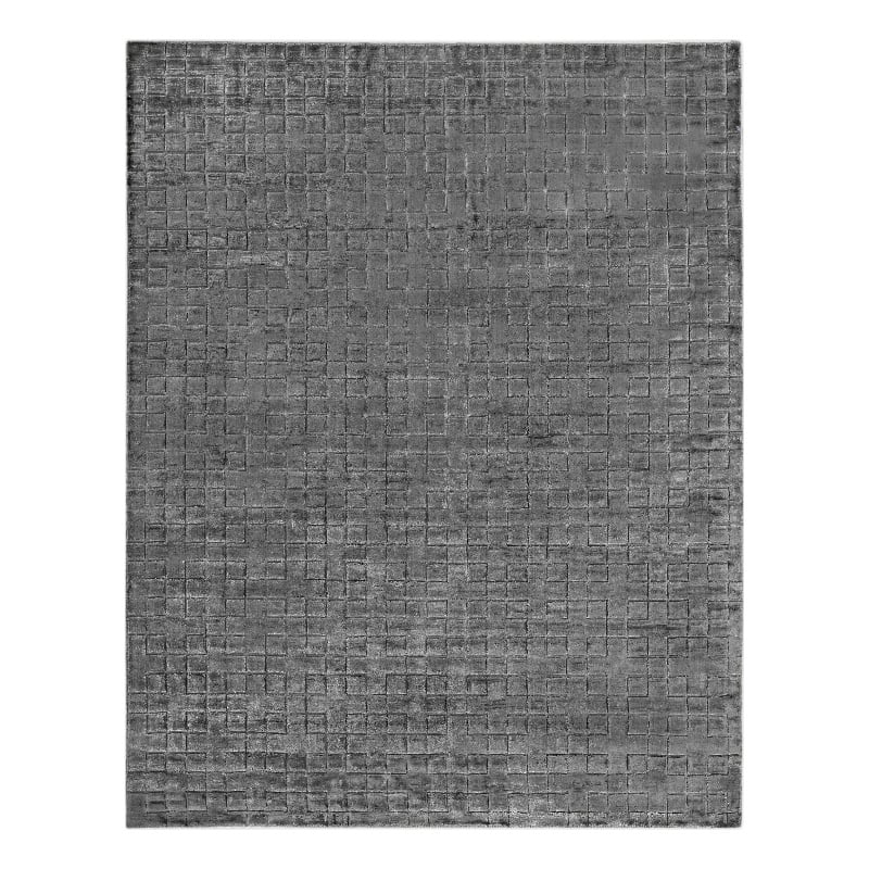 Smooch Geo Handloomed Bamboo Silk Dark Gray 6'x9' Area Rug