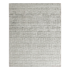 Smooch Geo Handloomed Bamboo Silk Silver 6'x9' Area Rug