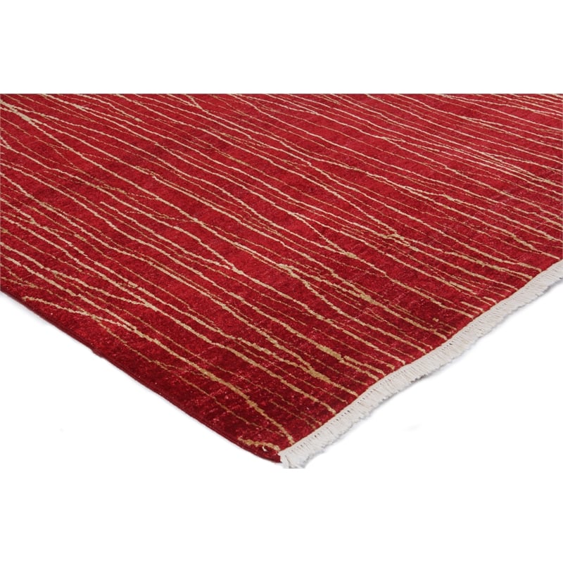 Soho Hand-Knotted New Zealand Wool Red 9'x10' Area Rug