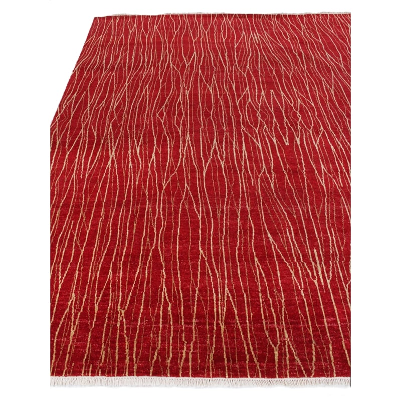 Soho Hand-Knotted New Zealand Wool Red 9'x10' Area Rug