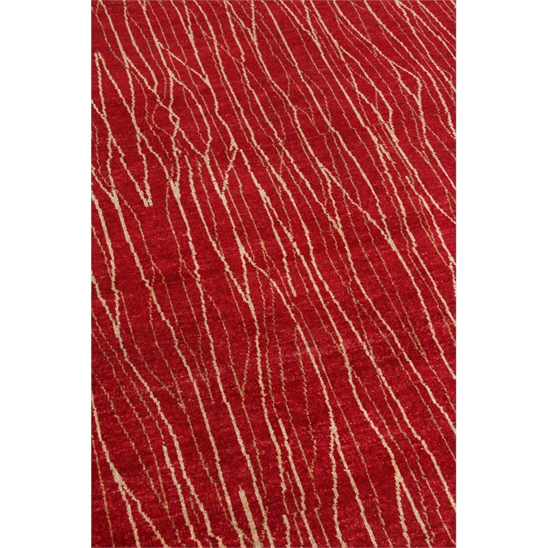Soho Hand-Knotted New Zealand Wool Red 9'x10' Area Rug