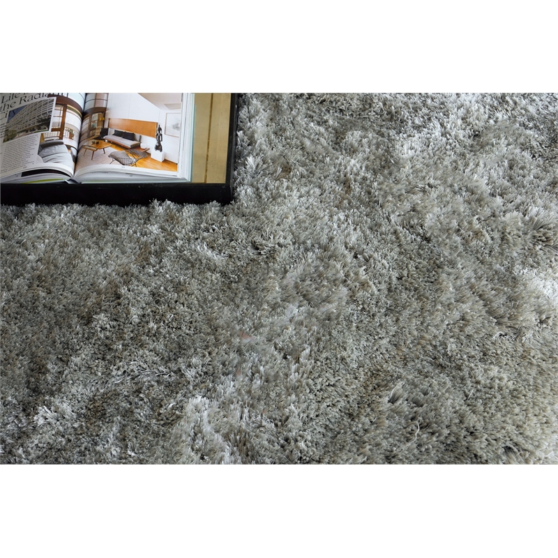 Sumo Shag Handloomed Polyester/Microfiber Gray 8'x10' Area Rug