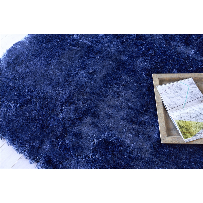 Sumo Shag Handloomed Polyester/Microfiber Navy 5'x8' Area Rug
