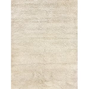 Sumo Shag Hand-Knotted New Zealand Wool Ivory 5'x8' Area Rug