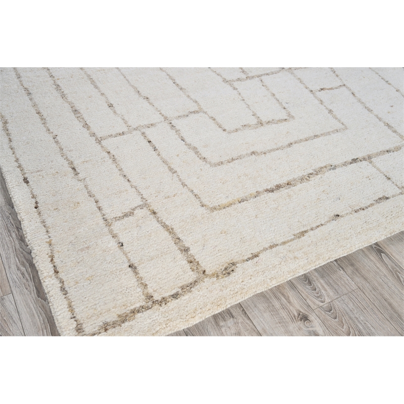 Tahoe Hand-Knotted Wool White/Beige 6'x9' Area Rug