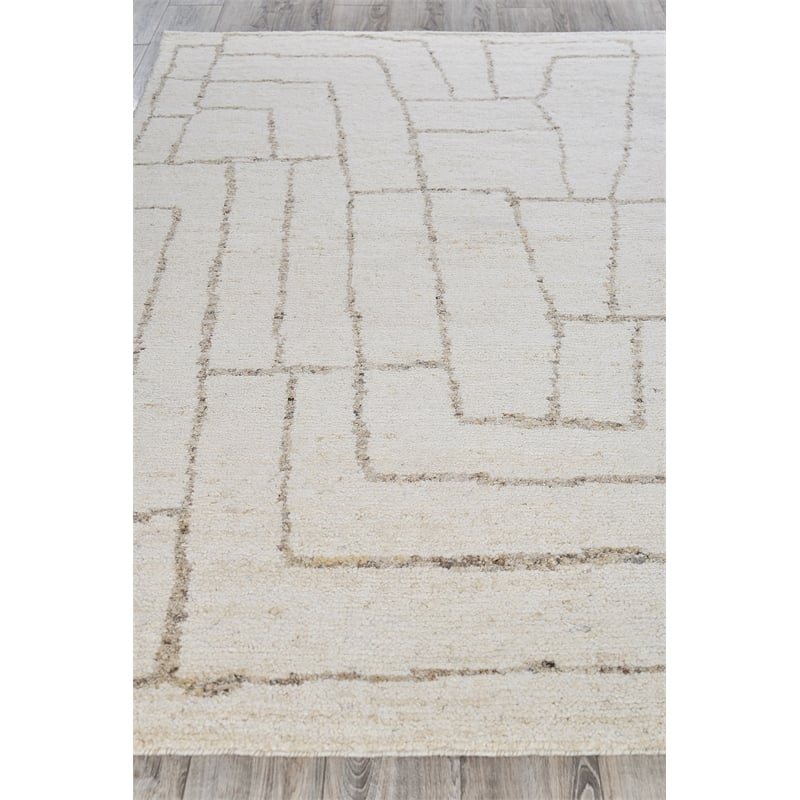 Tahoe Hand-Knotted Wool White/Beige 6'x9' Area Rug