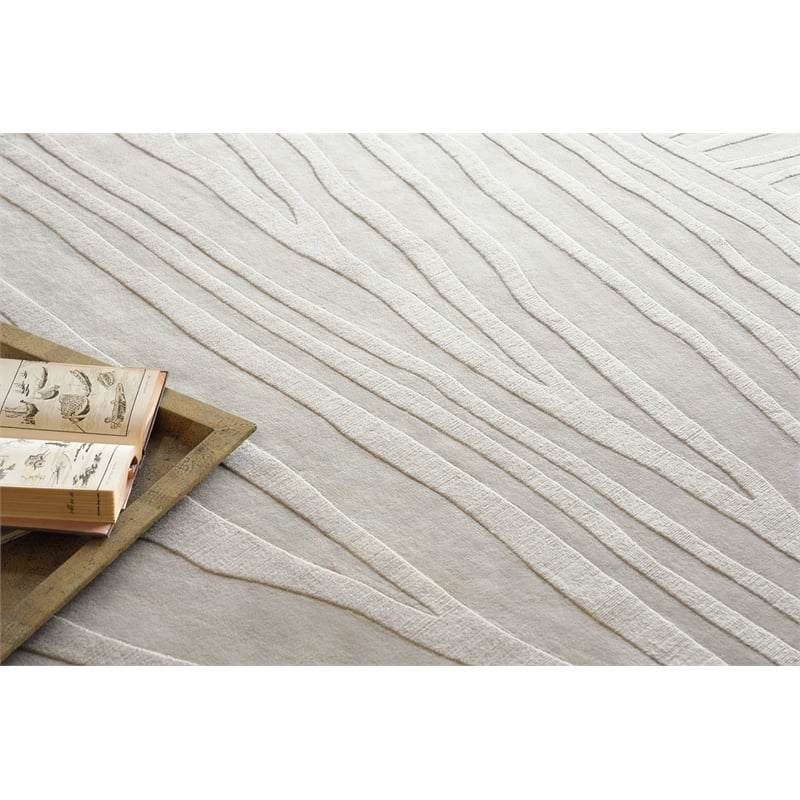 Tempo Handloomed New Zealand Wool Light Silver 8'x10' Area Rug