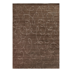 Super Tibetan Hand-Knotted Wool/Bamboo Silk Chocolate 9'x12' Area Rug