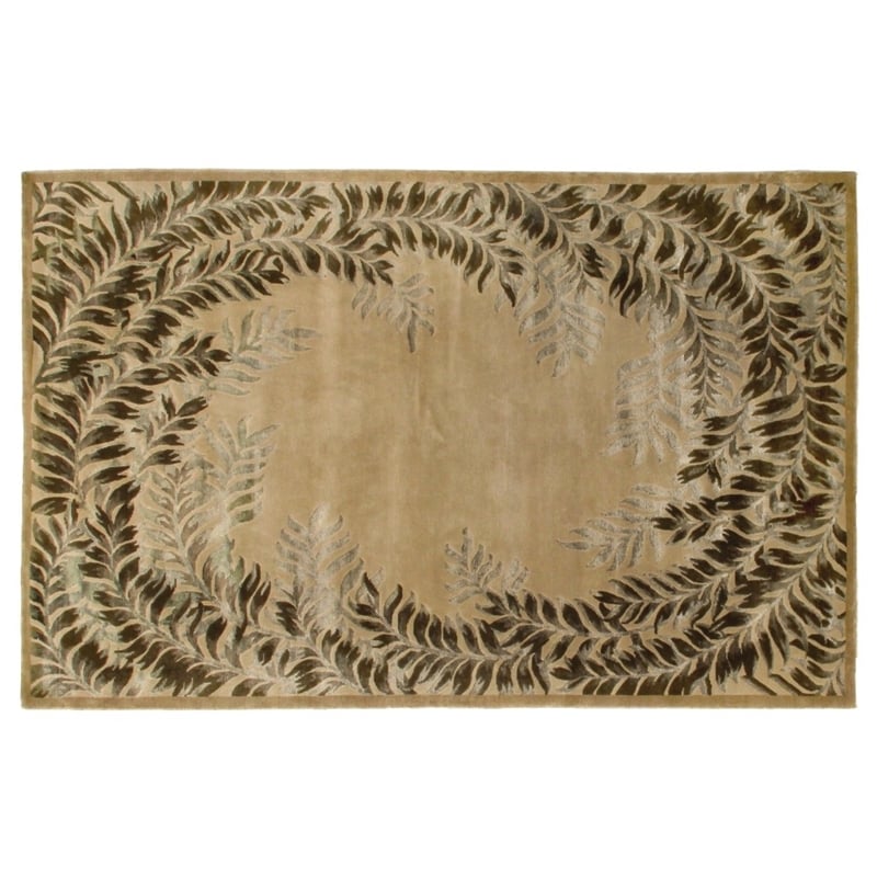 Super Tibetan Hand-Knotted Wool/Bamboo Silk Beige 5'6
