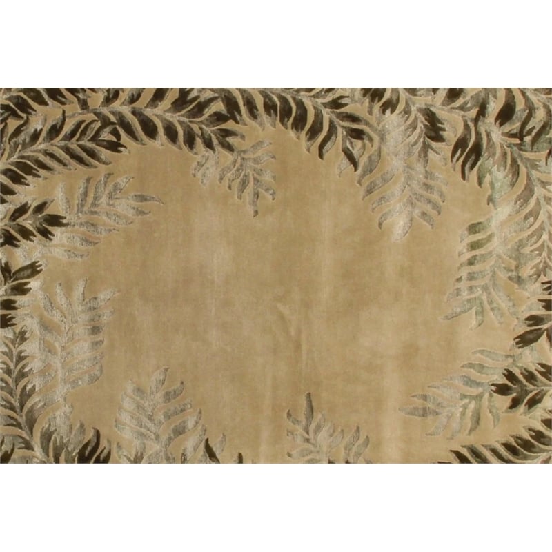 Super Tibetan Hand-Knotted Wool/Bamboo Silk Beige 5'6