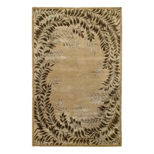 Super Tibetan Hand-Knotted Wool/Bamboo Silk Beige 9'x10' Area Rug