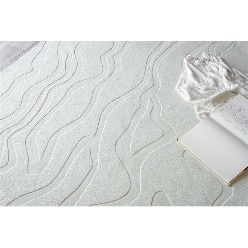 Tempo Handloomed New Zealand Wool Ivory 12'x15' Area Rug