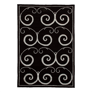 Super Tibetan Hand-Knotted Wool/Bamboo Silk Black/Silver 10'x14' Area Rug