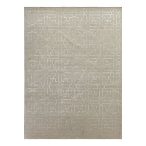 Super Tibetan Hand-Knotted Wool/Bamboo Silk Cream 9'x12' Area Rug