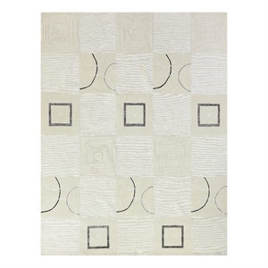 Super Tibetan Hand-Knotted Wool/Bamboo Silk Ivory 8'x10' Area Rug