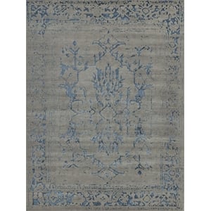 Terras Hand-Knotted Wool/Bamboo Silk Gray/Blue 9'x12' Area Rug