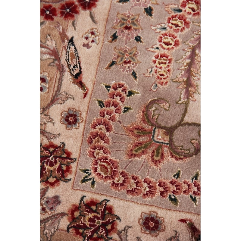 Super Fine Tabriz Hand-Knotted New Zealand Wool Black/Ivory 9'x12' Area Rug