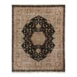 Super Fine Tabriz Hand-Knotted New Zealand Wool Black/Ivory 9'x12' Area Rug
