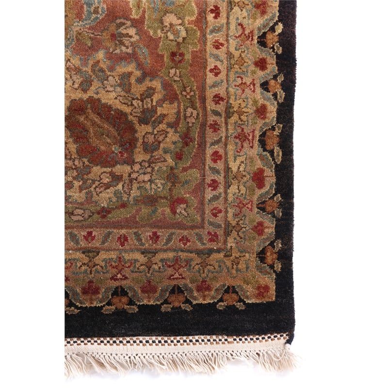 Super Fine Tabriz Hand-Knotted New Zealand Wool Black 15'x20' Area Rug