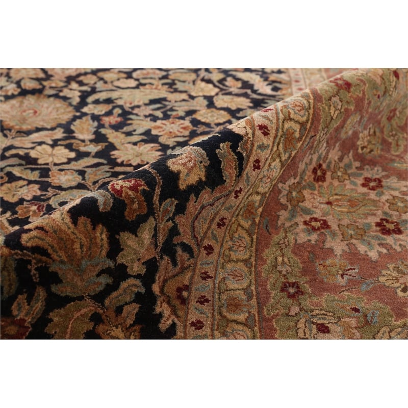 Super Fine Tabriz Hand-Knotted New Zealand Wool Black 15'x20' Area Rug