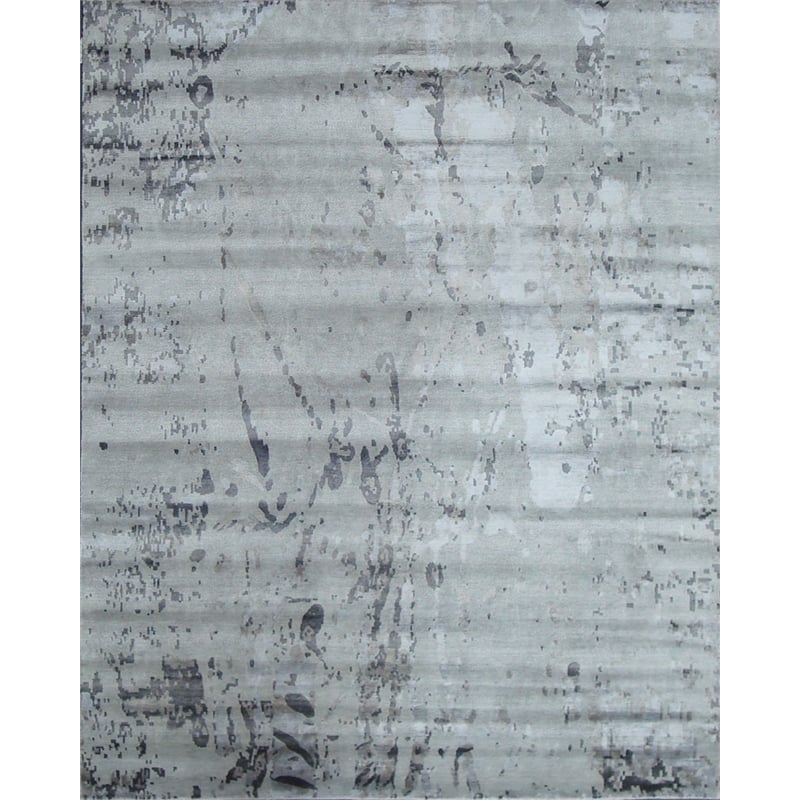 Super Tibetan Hand-Knotted Wool/Bamboo Silk Silver/Multi 9'x12' Area Rug